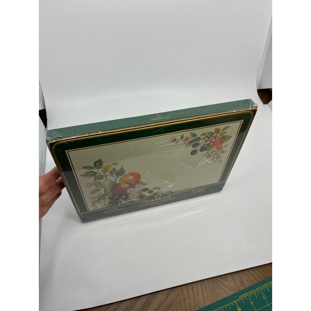 Vintage‎ Cloverleaf Placemats NEW Six Laminated Fruit & Berry & Flowers England